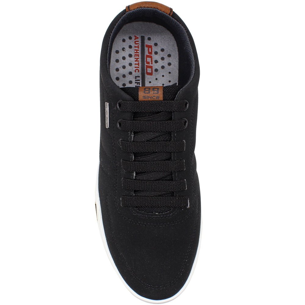 Tênis Masculino Casual Pegada Microfibra Nobuck Masculino Preto 2