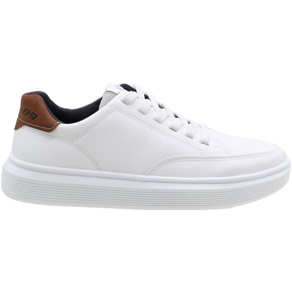 Tênis Casual Pegada Microfibra Cadarço Elástico Masculino Branco 2