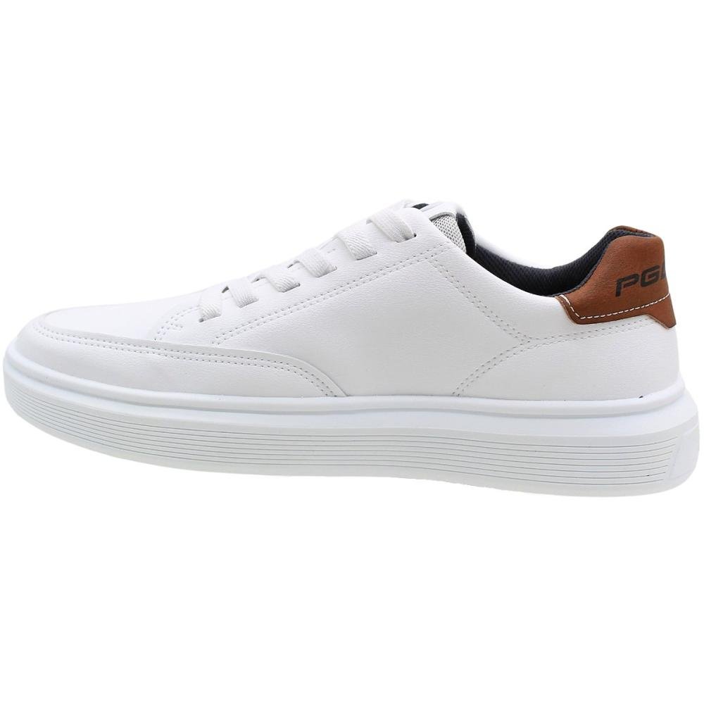 Tênis Casual Pegada Microfibra Cadarço Elástico Masculino Branco 3
