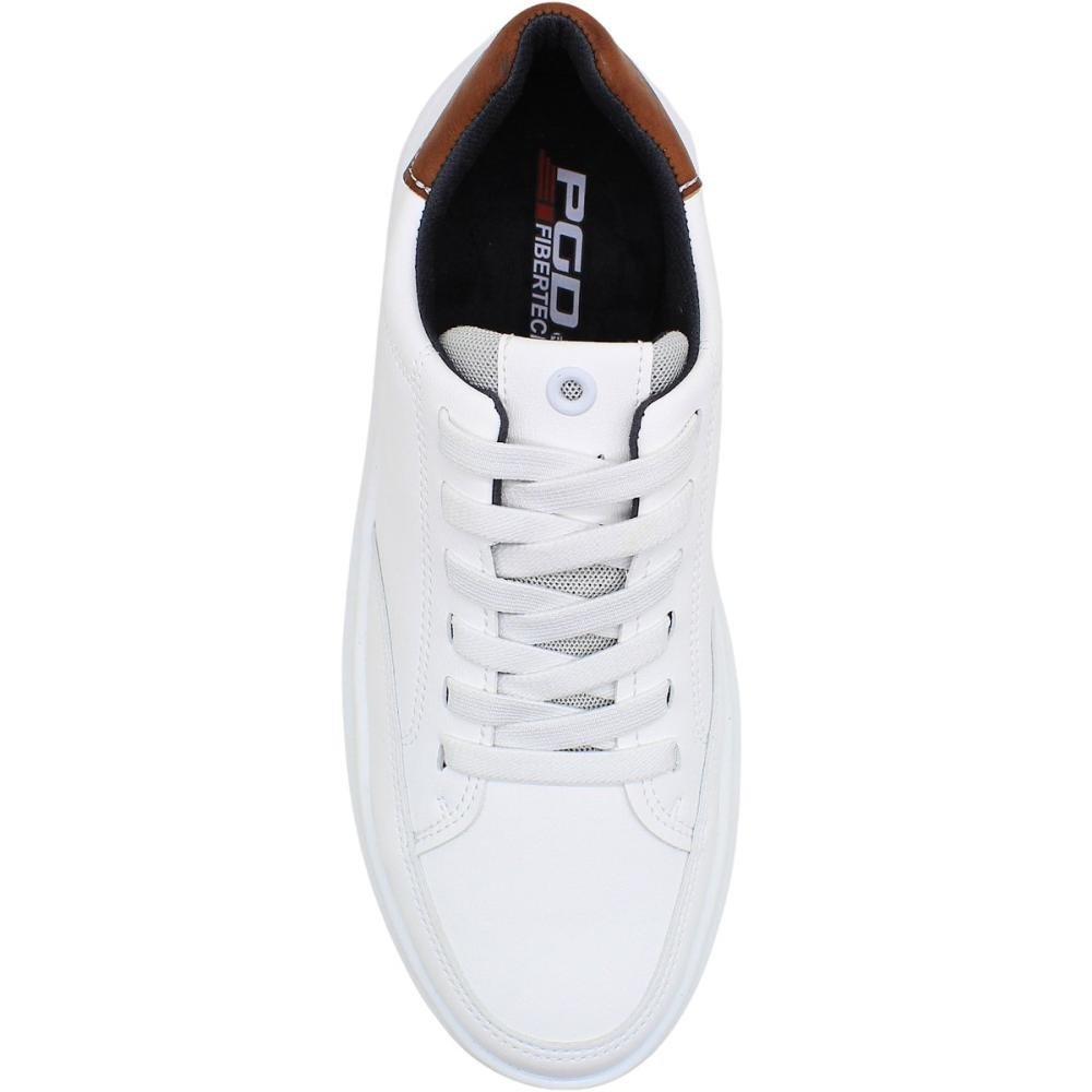 Tênis Casual Pegada Microfibra Cadarço Elástico Masculino Branco 4