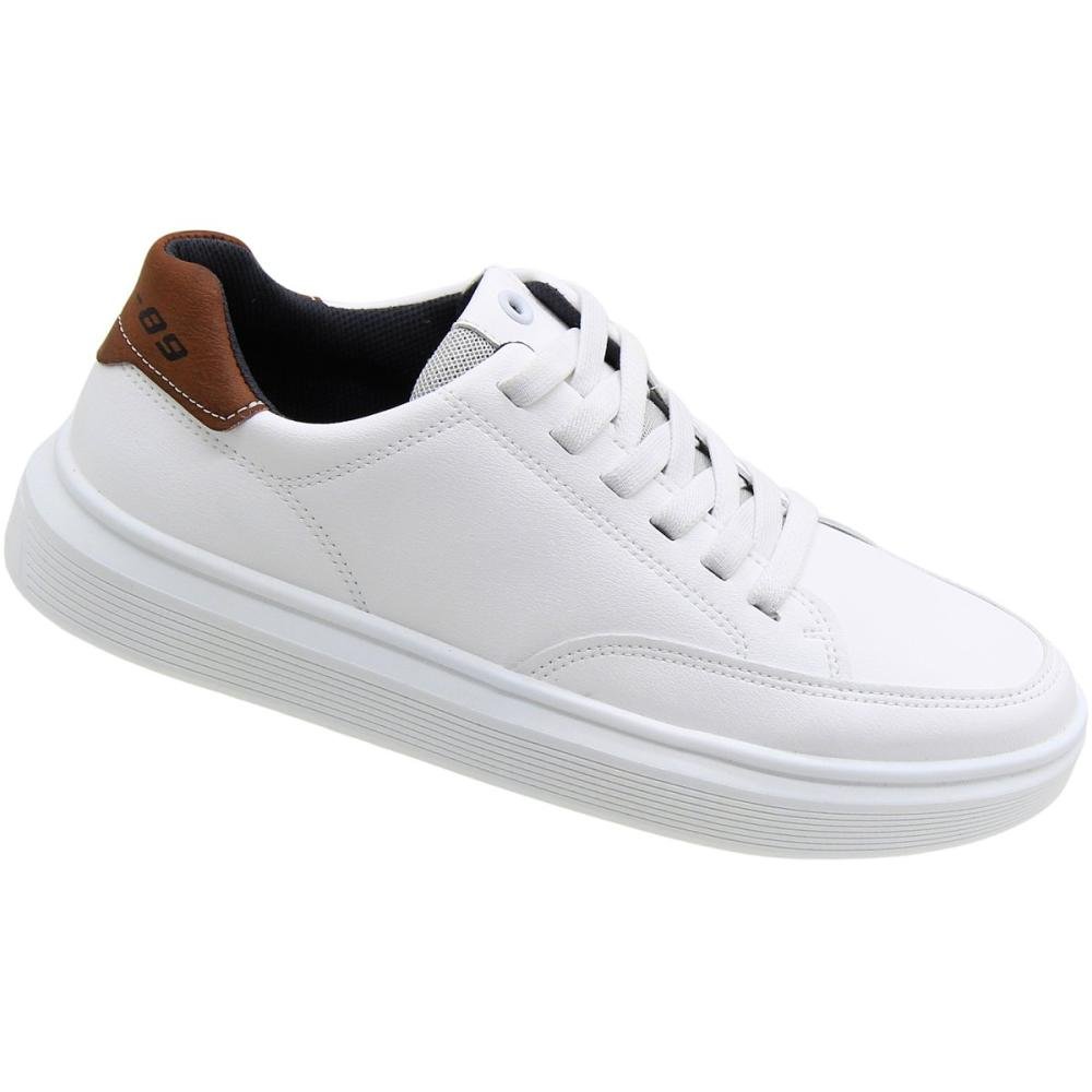 Tênis Casual Pegada Microfibra Cadarço Elástico Masculino Branco
