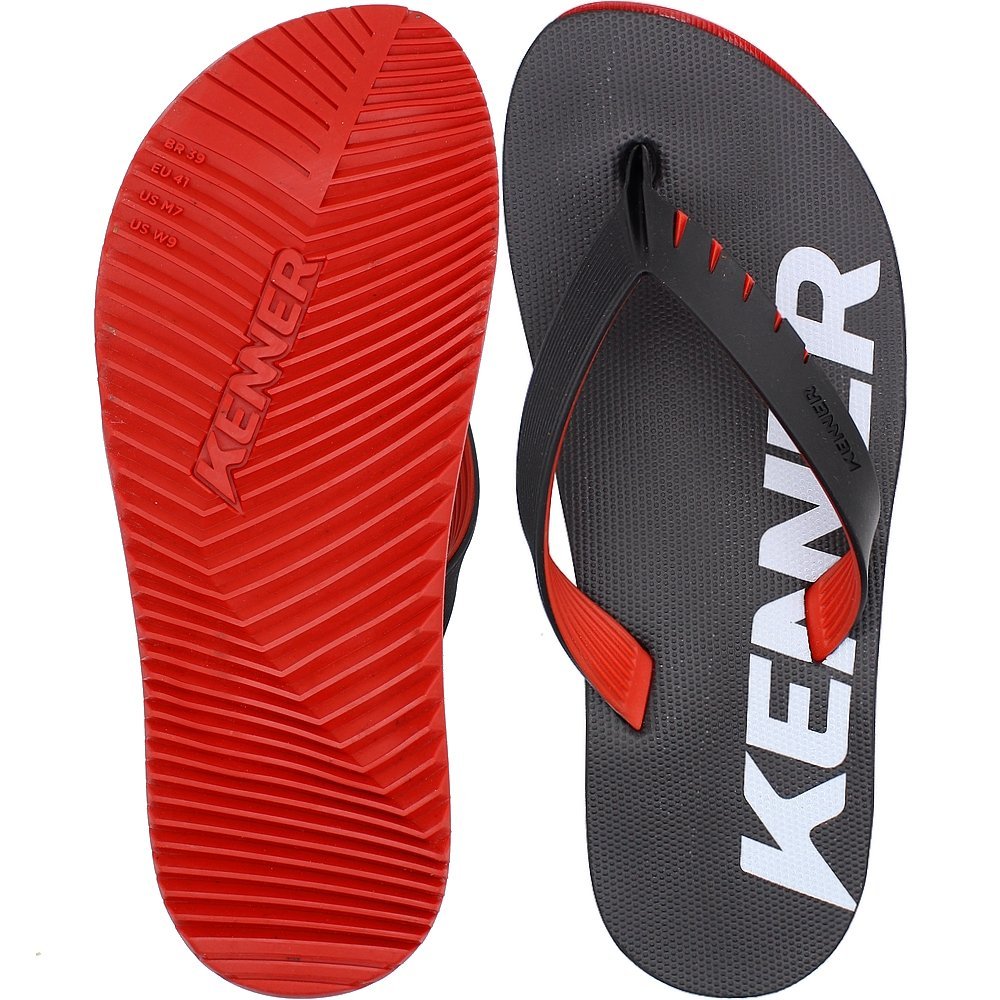 Sandália de Dedo Kenner Red Logo Masculina  Preto/Laranja 3