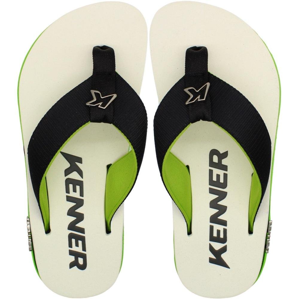 Sandália de Dedo Kenner Kivah Line Tratorada Masculina Branco/Preto/Verde 1