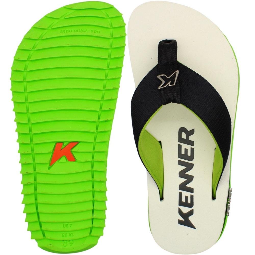 Sandália de Dedo Kenner Kivah Line Tratorada Masculina Branco/Preto/Verde 3