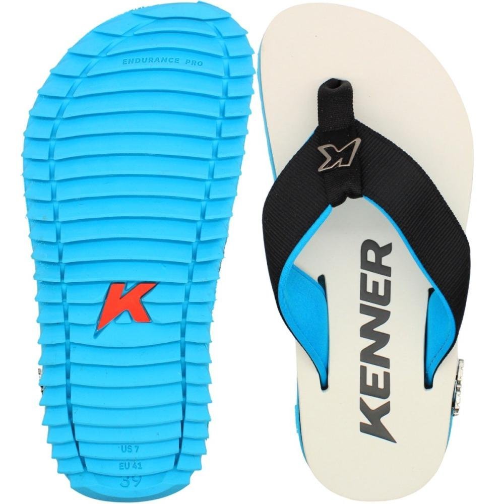 Sandália de Dedo Kenner Kivah Line Tratorada Masculina Branco/Preto/Azul 3