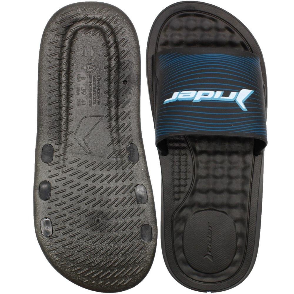 Chinelo Slide Rider Step Esfera Massageadora Masculino Preto/Azul 3