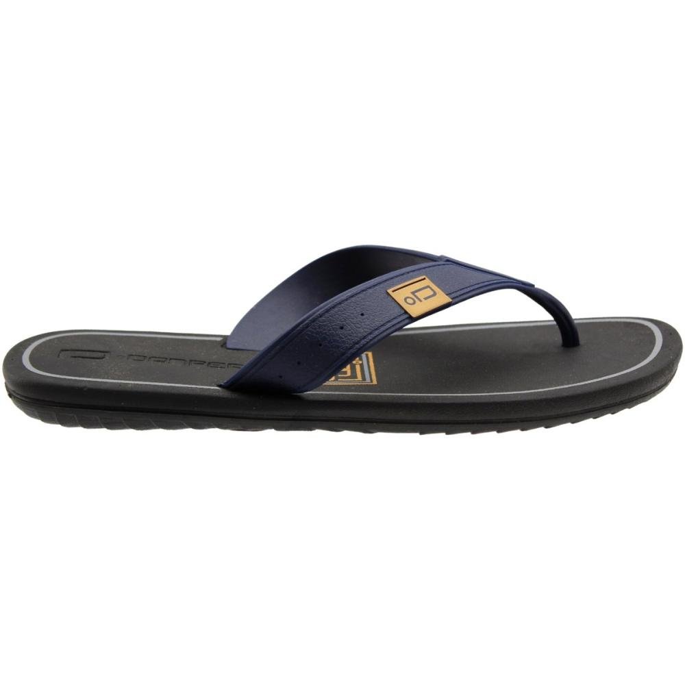Chinelo de Dedo Danper Tira Larga Macio Logo Masculino Preto/Azul 2