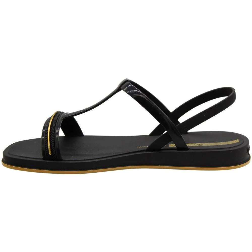 Sandália Rasteira Ipanema Glow Tiras Friso Metalizado Feminina Preto 2