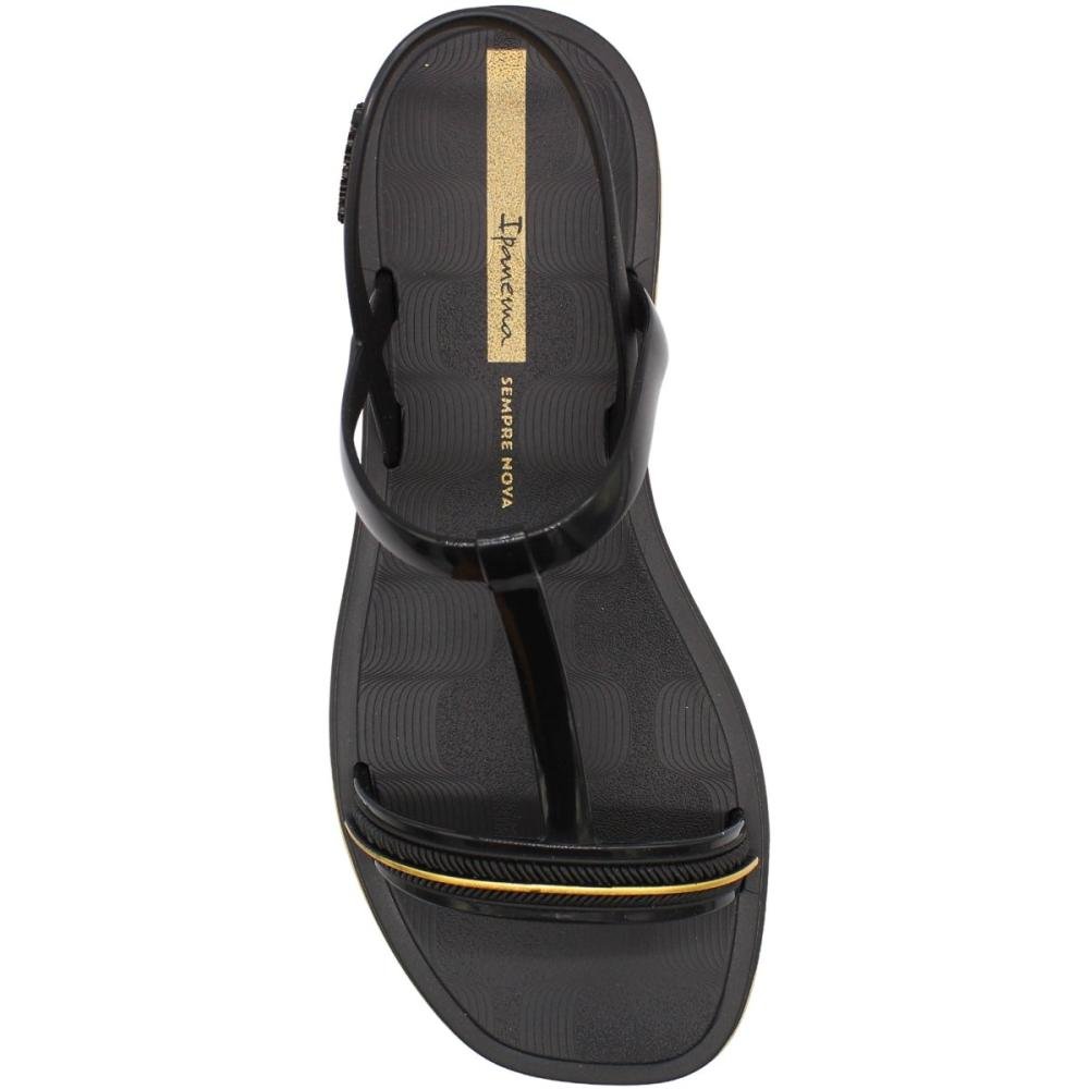 Sandália Rasteira Ipanema Glow Tiras Friso Metalizado Feminina Preto 4