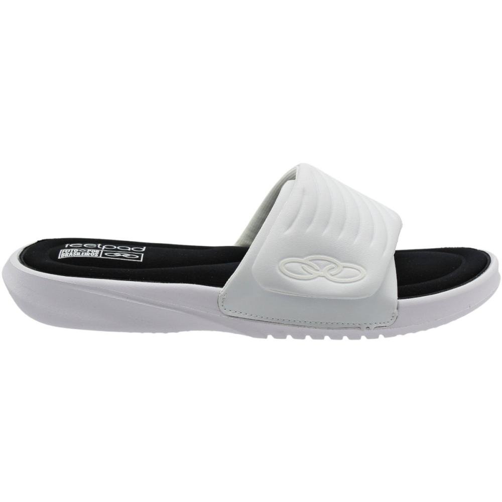 Chinelo Slide Olympikus Melbourne 2 Confortável Masculino Branco/Preto 2