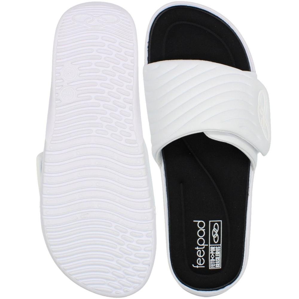 Chinelo Slide Olympikus Melbourne 2 Confortável Masculino Branco/Preto 3