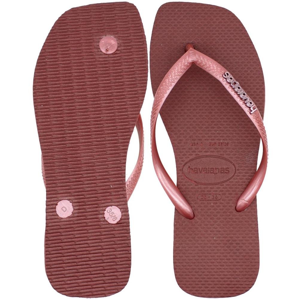 Chinelo de Dedo Feminino Havaianas Slim Square Logo Metallic Vinho 3