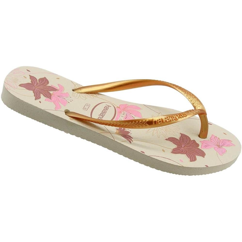 Chinelo de Dedo Havaianas Slim Organic 2 Floral Feminino Bege 2