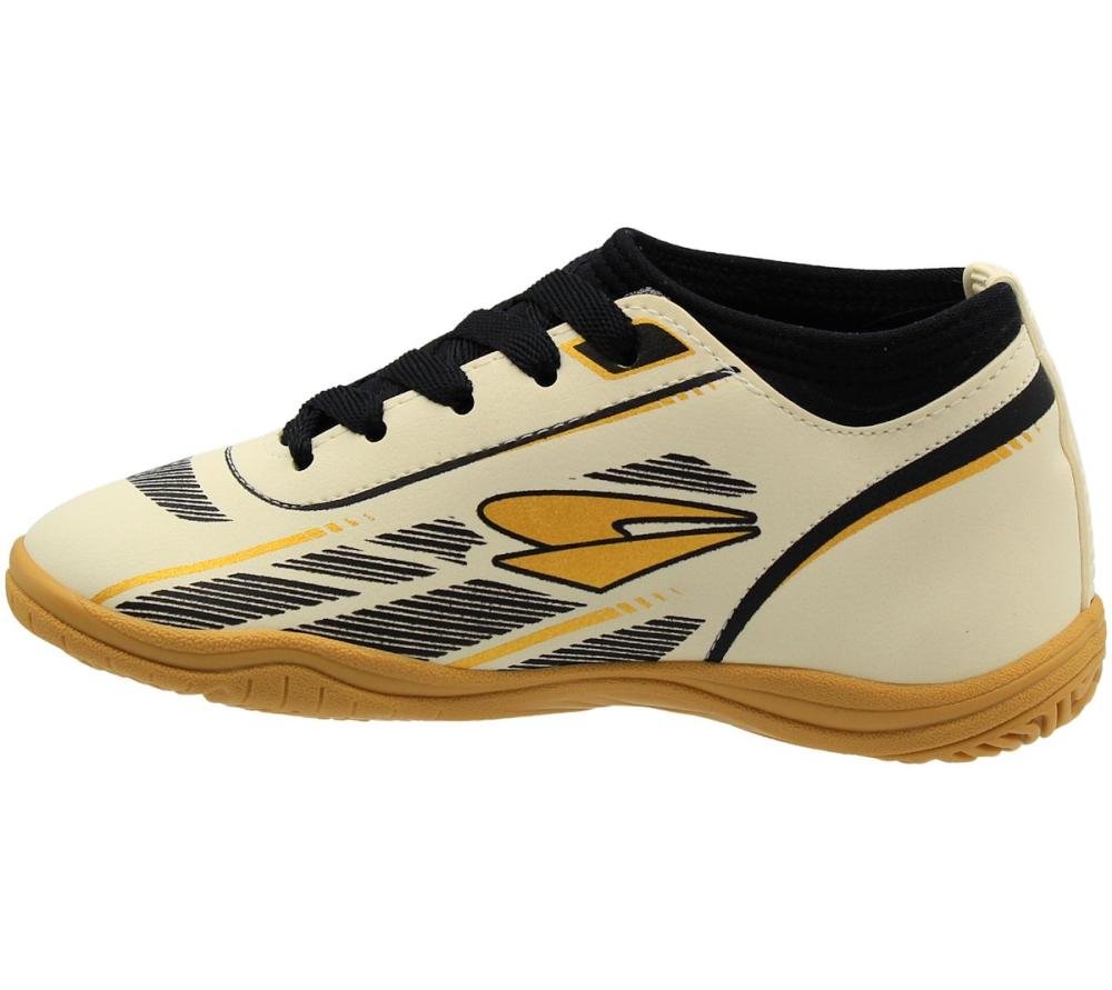 Chuteira Futsal Dray Indoor Infantil Futebol Bege/Preto 2