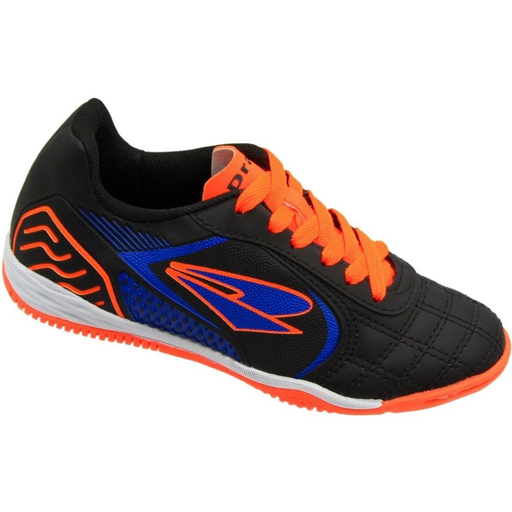 Chuteira Indoor Infantil Dray Topfly Texturizada Menino Preto/Laranja/Azul 3