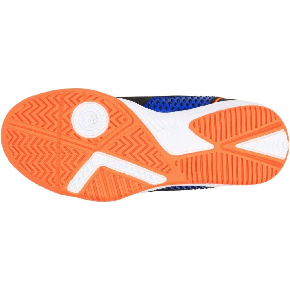 Chuteira Indoor Infantil Dray Topfly Texturizada Menino Preto/Laranja/Azul 5