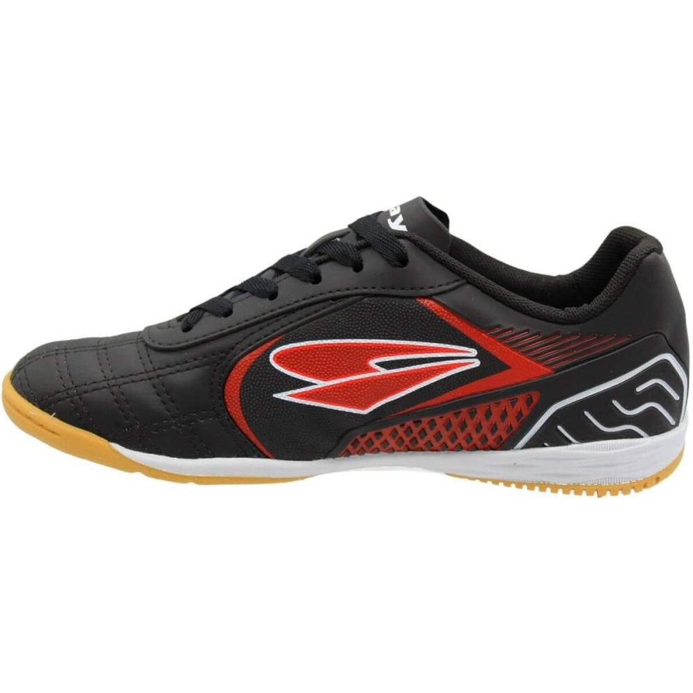 Chuteira Futsal Dray Topfly Texturizada Masculina Preto/Vermelho 2