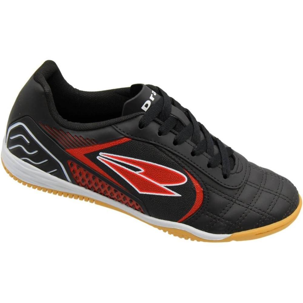 Chuteira Futsal Dray Topfly Texturizada Masculina Preto/Vermelho 3