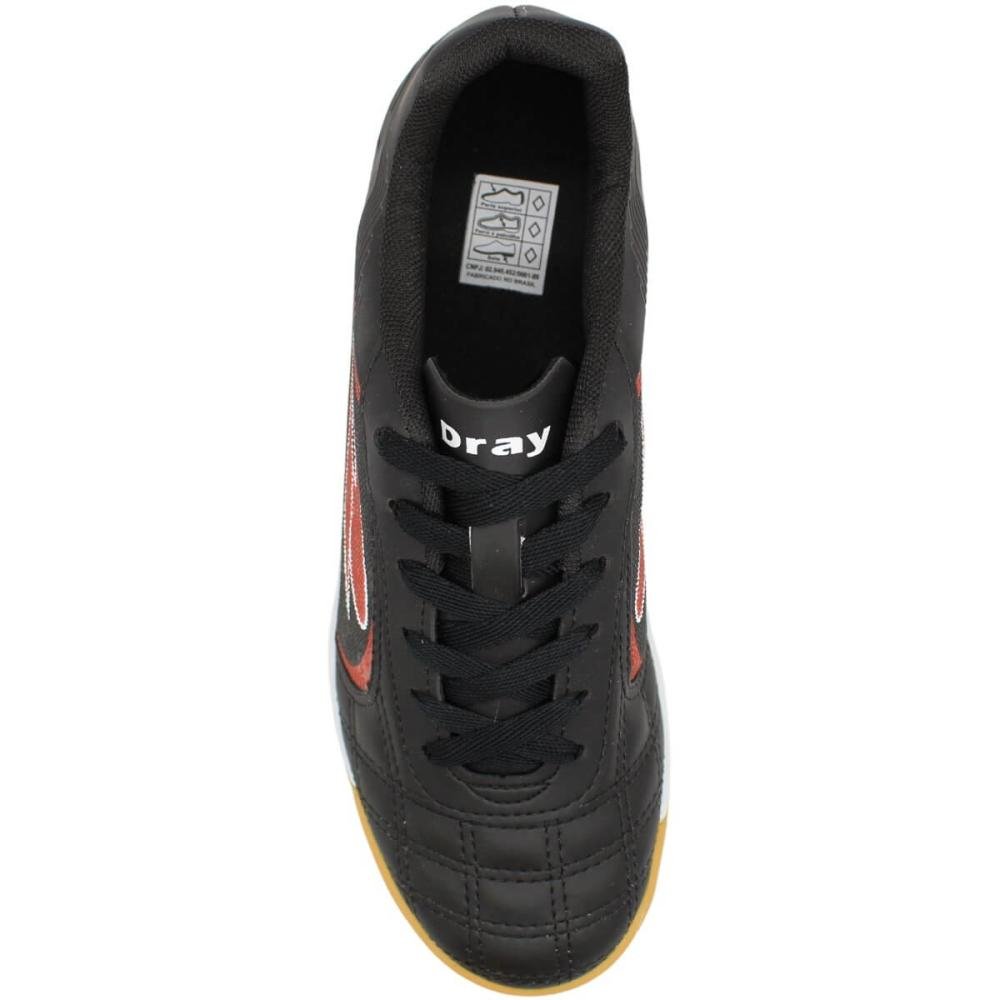 Chuteira Futsal Dray Topfly Texturizada Masculina Preto/Vermelho 4