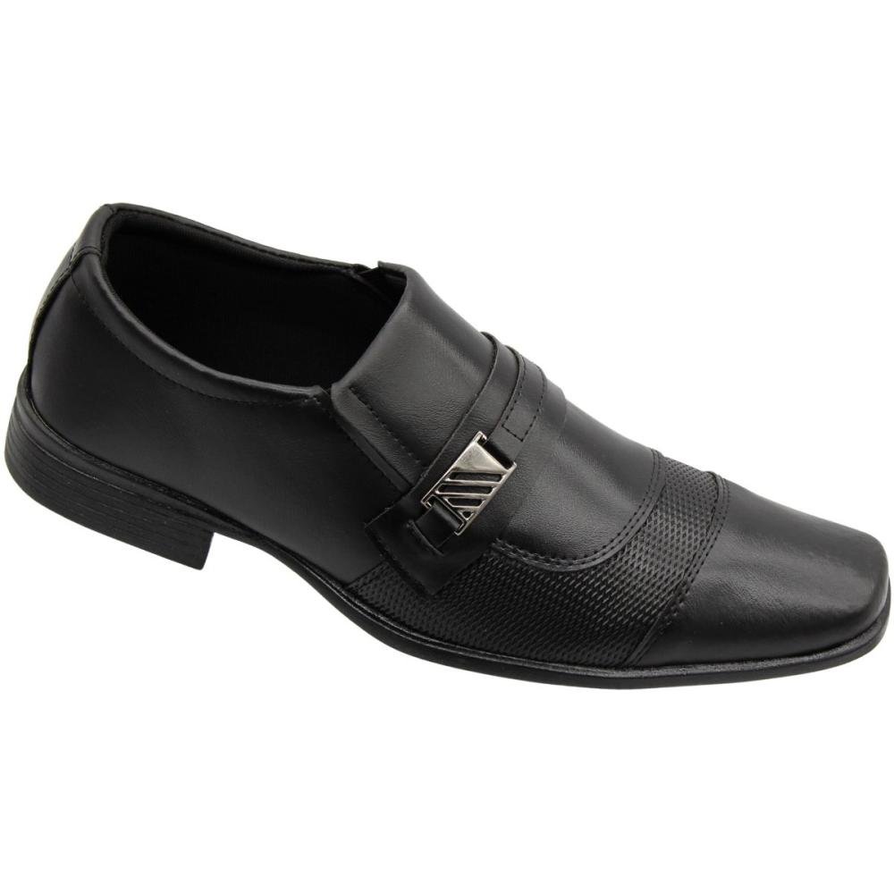 Sapato Social Mais Leve Texturizado Aplique Metal Masculino Preto 3
