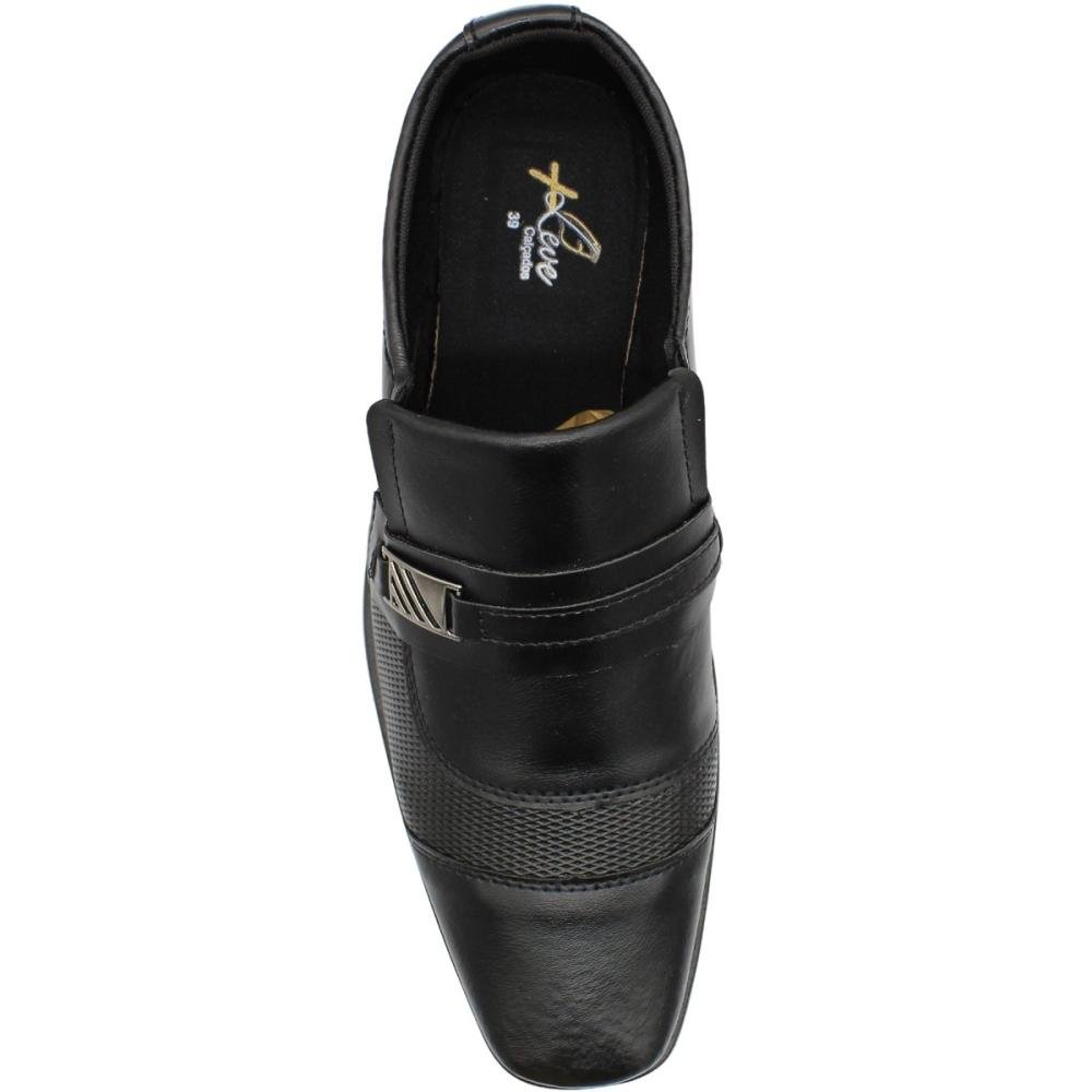 Sapato Social Mais Leve Texturizado Aplique Metal Masculino Preto 4
