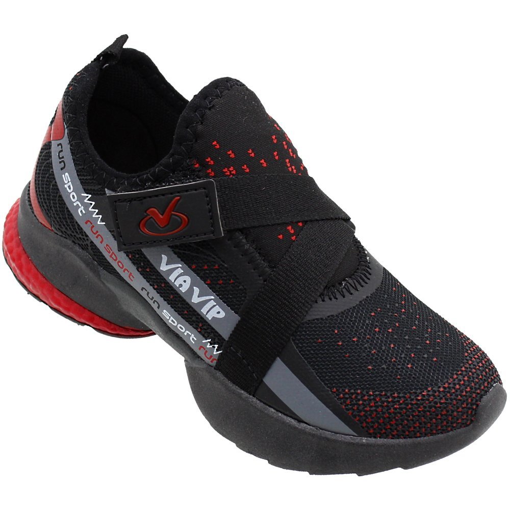 Tênis Infantil Via Vip Run Sport Masculino Preto 1
