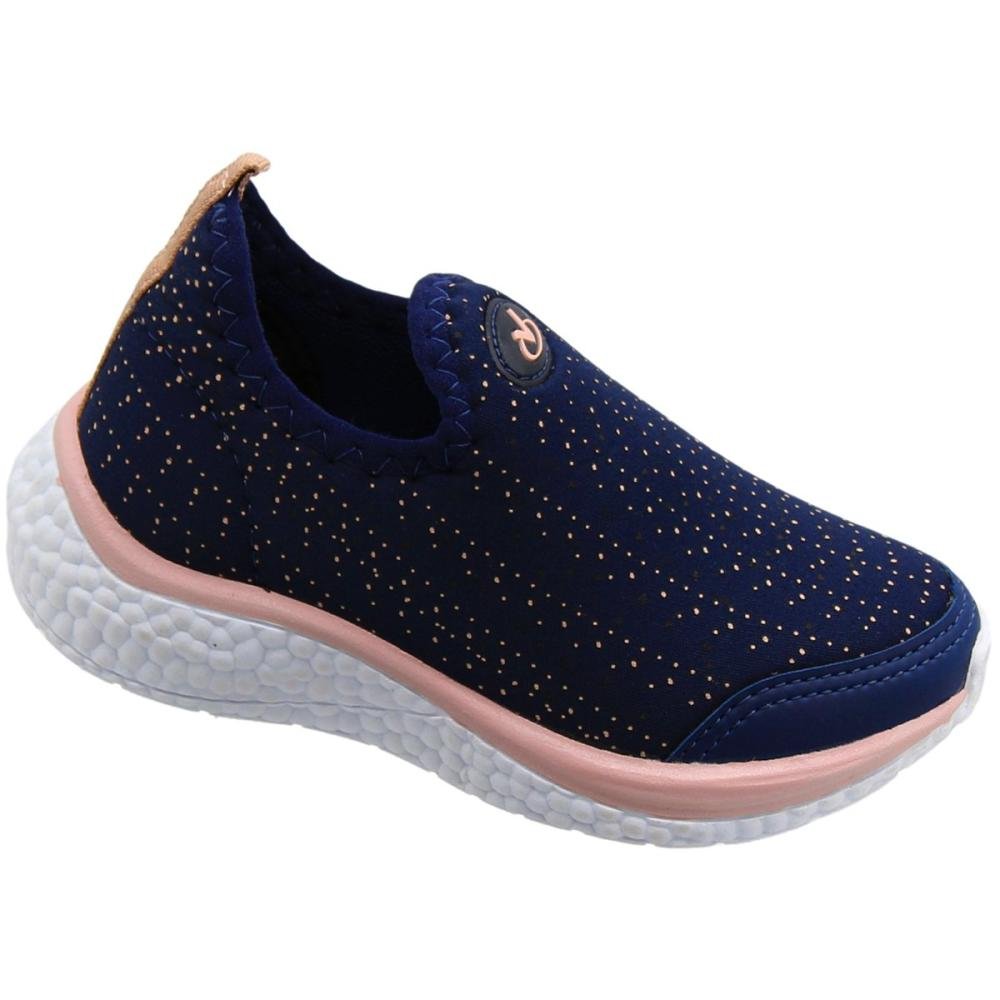 Tênis Infantil Via Vip Sem Cadarço Solado EVA Leve Menina Azul/Rosa 3