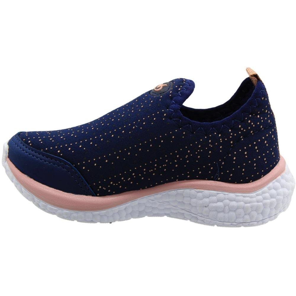 Tênis Infantil Via Vip Sem Cadarço Solado EVA Leve Menina Azul/Rosa 2