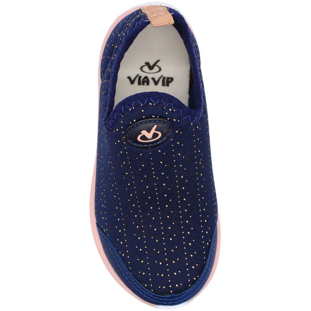 Tênis Infantil Via Vip Sem Cadarço Solado EVA Leve Menina Azul/Rosa 4