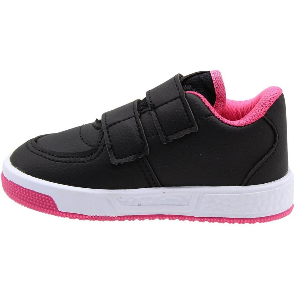 Tênis Infantil Via Vip Fitas Autocolantes Menina  Preto/Rosa 3