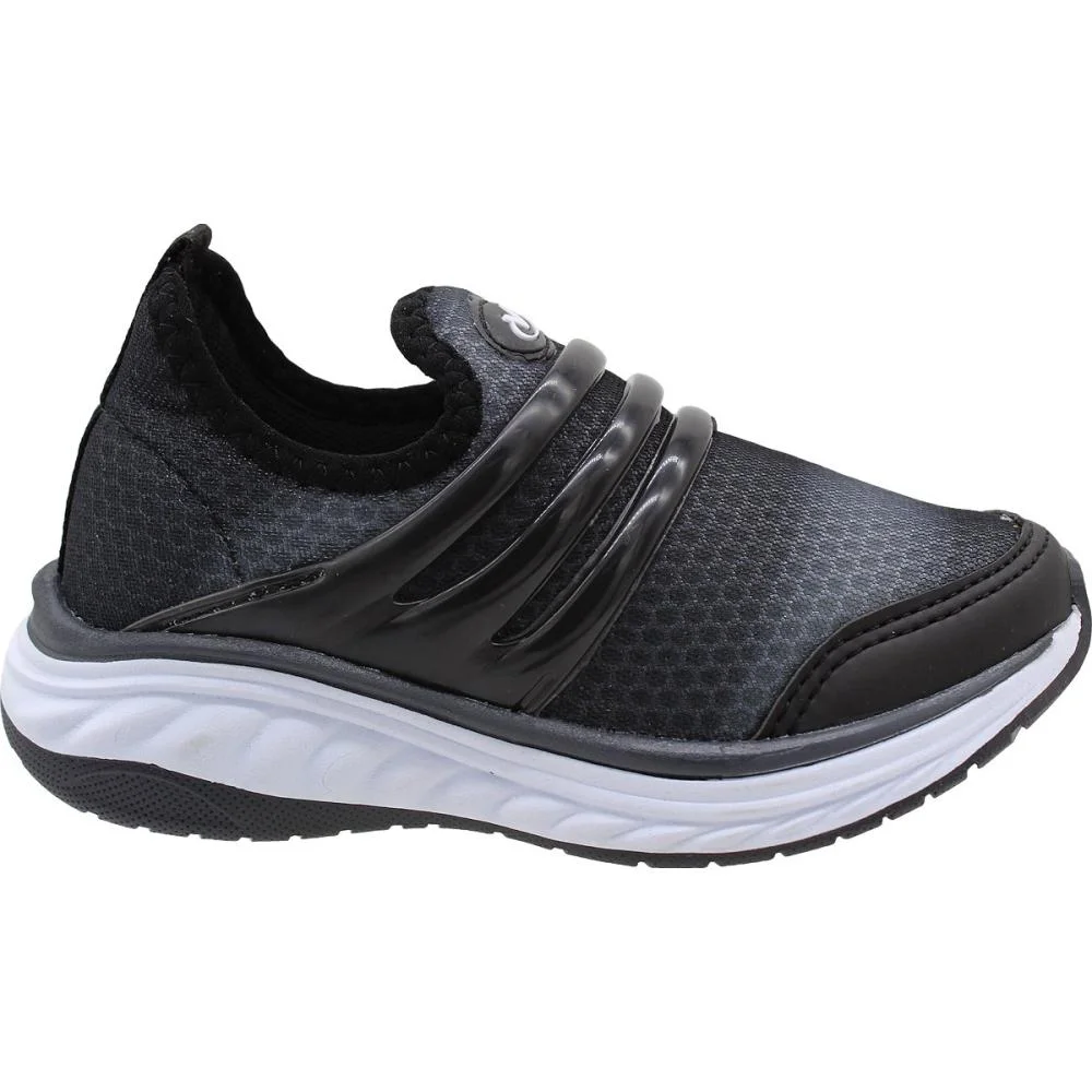 Tênis Infantil Via Vip Sem Cadarço Juvenil Menino  Preto/Branco 2