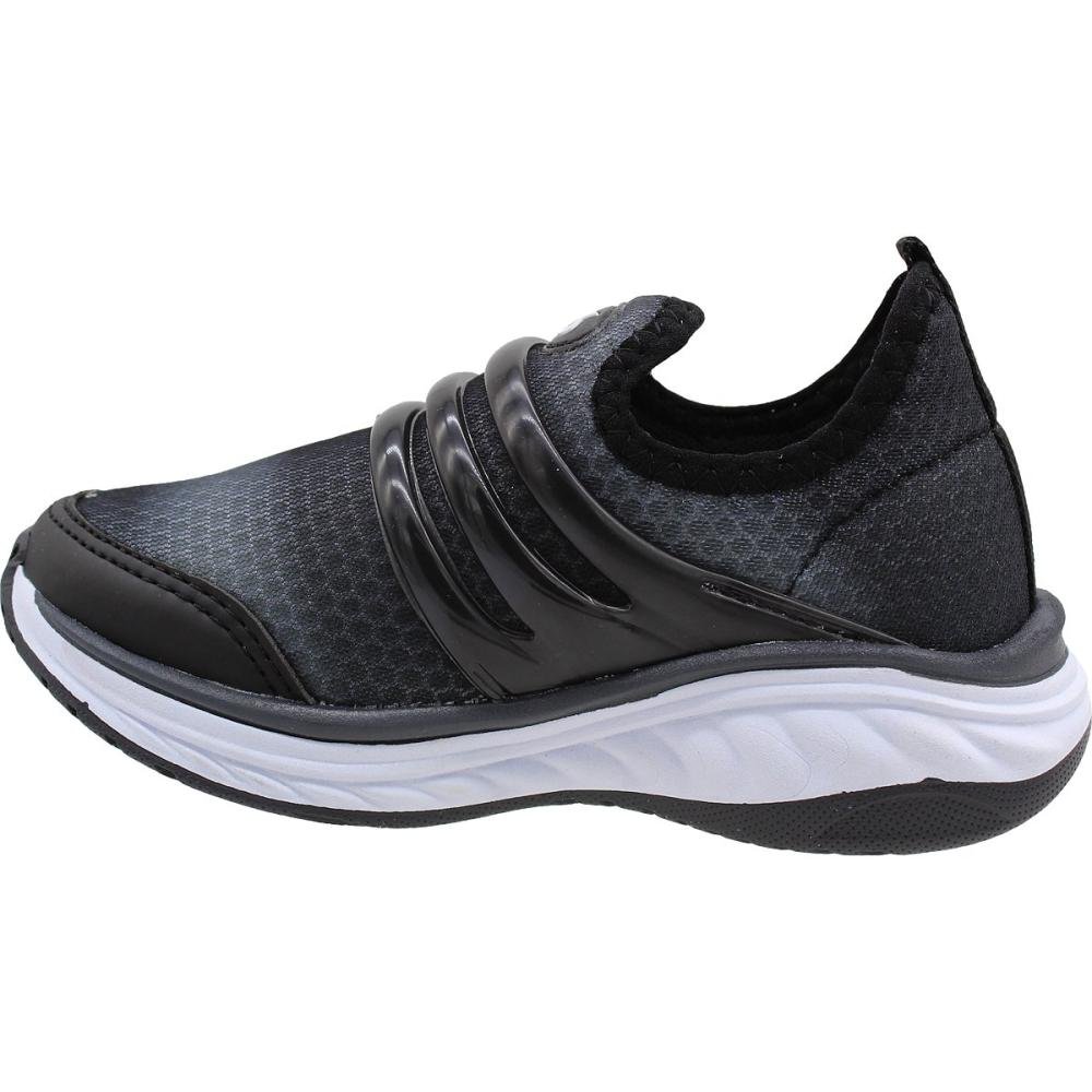 Tênis Infantil Via Vip Sem Cadarço Juvenil Menino  Preto/Branco 3