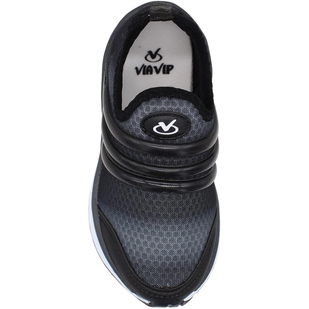 Tênis Infantil Via Vip Sem Cadarço Juvenil Menino  Preto/Branco 4