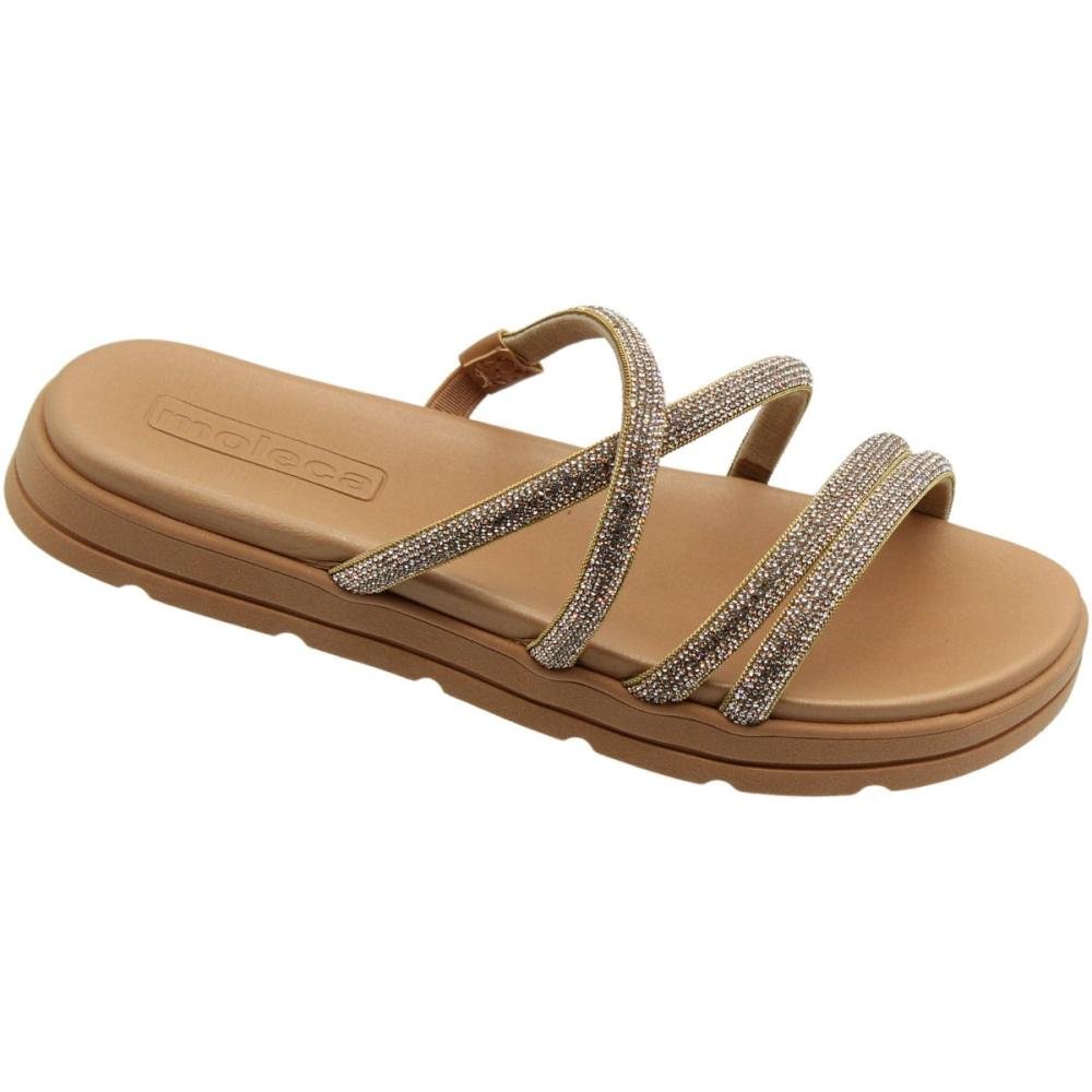 Tamanco Papete Moleca Plataforma Tira Pronta Pedrarias Feminino  Marrom 2