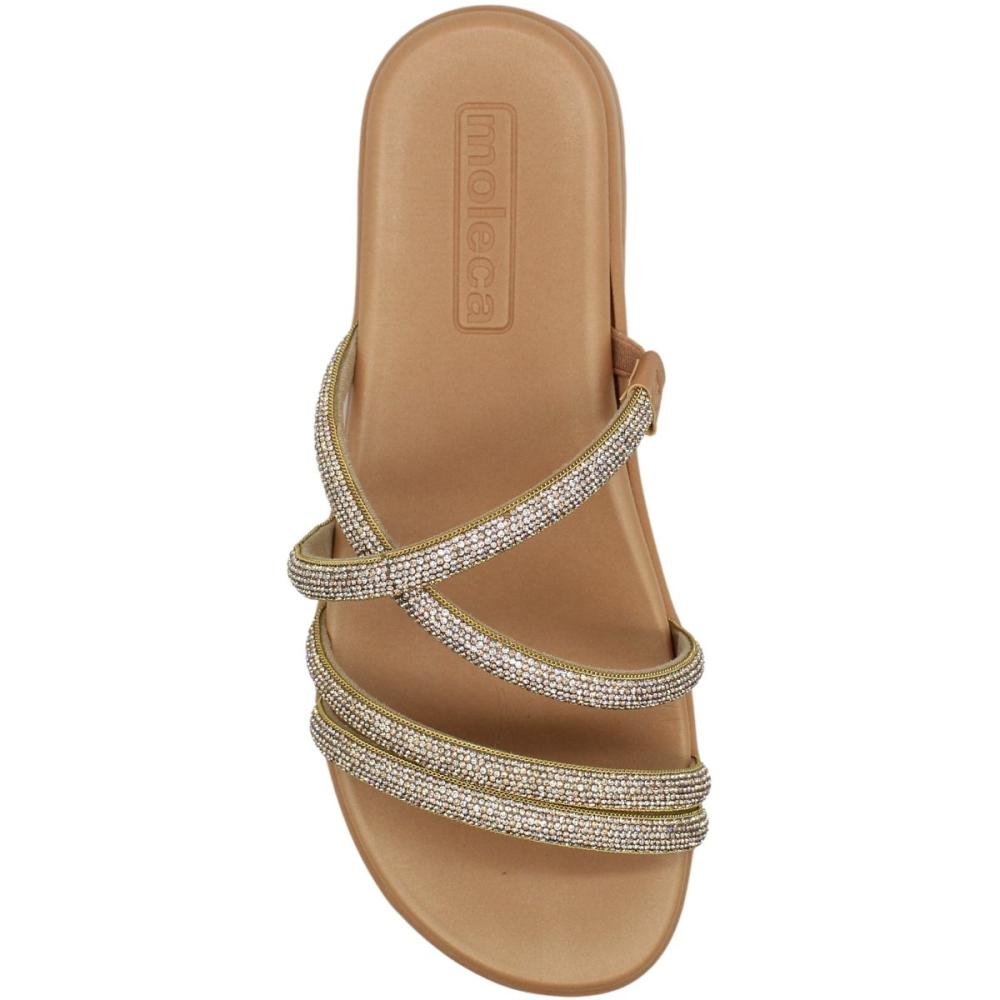 Tamanco Papete Moleca Plataforma Tira Pronta Pedrarias Feminino  Marrom 4