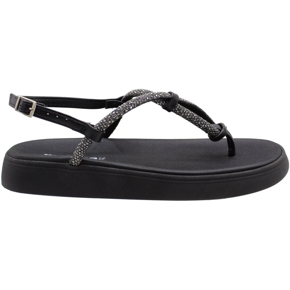 Sandália Plataforma Moleca Diamond Tira Cruzada Fivela Feminina Preto 2