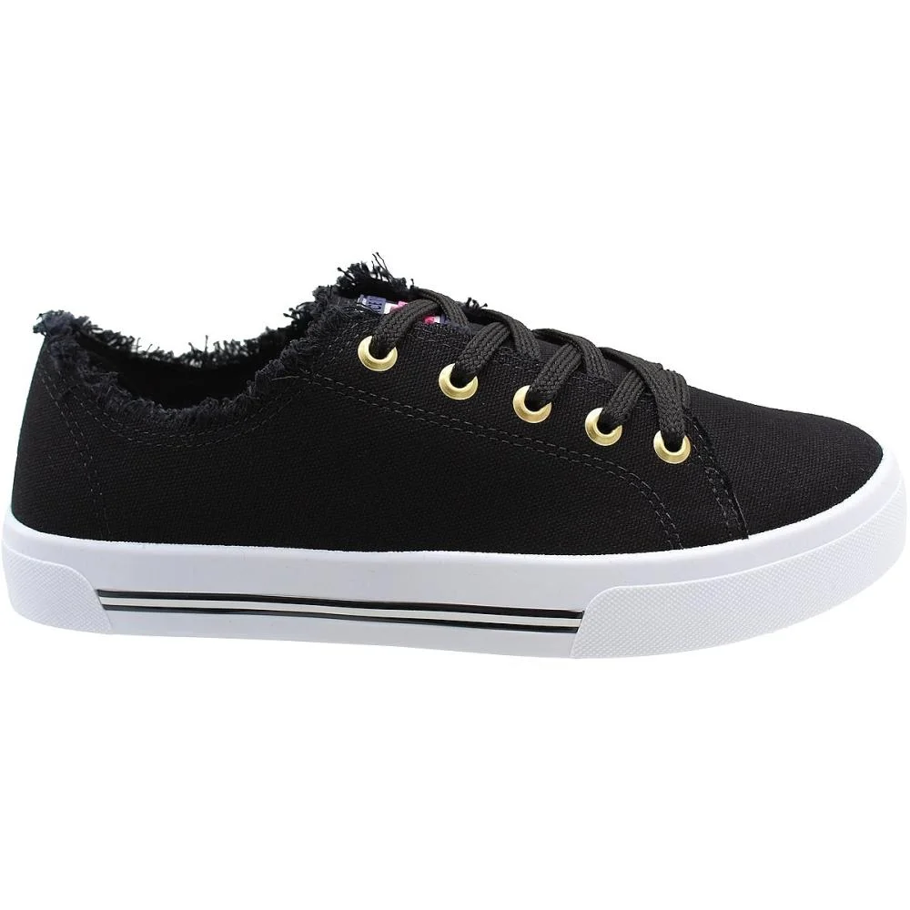 Tênis Casual Moleca Lona Sider Cano Baixo Desfiado Solado Macio Feminino Preto 2