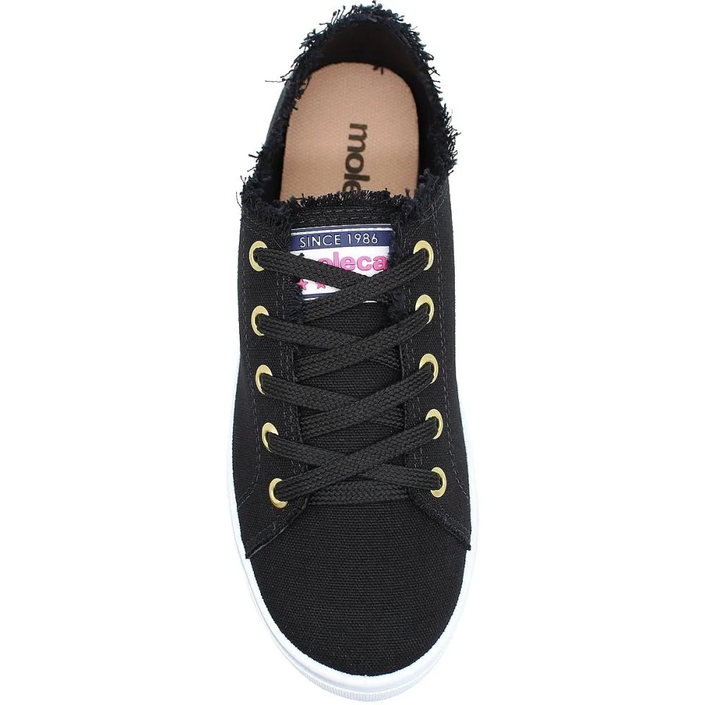 Tênis Casual Moleca Lona Sider Cano Baixo Desfiado Solado Macio Feminino Preto 4