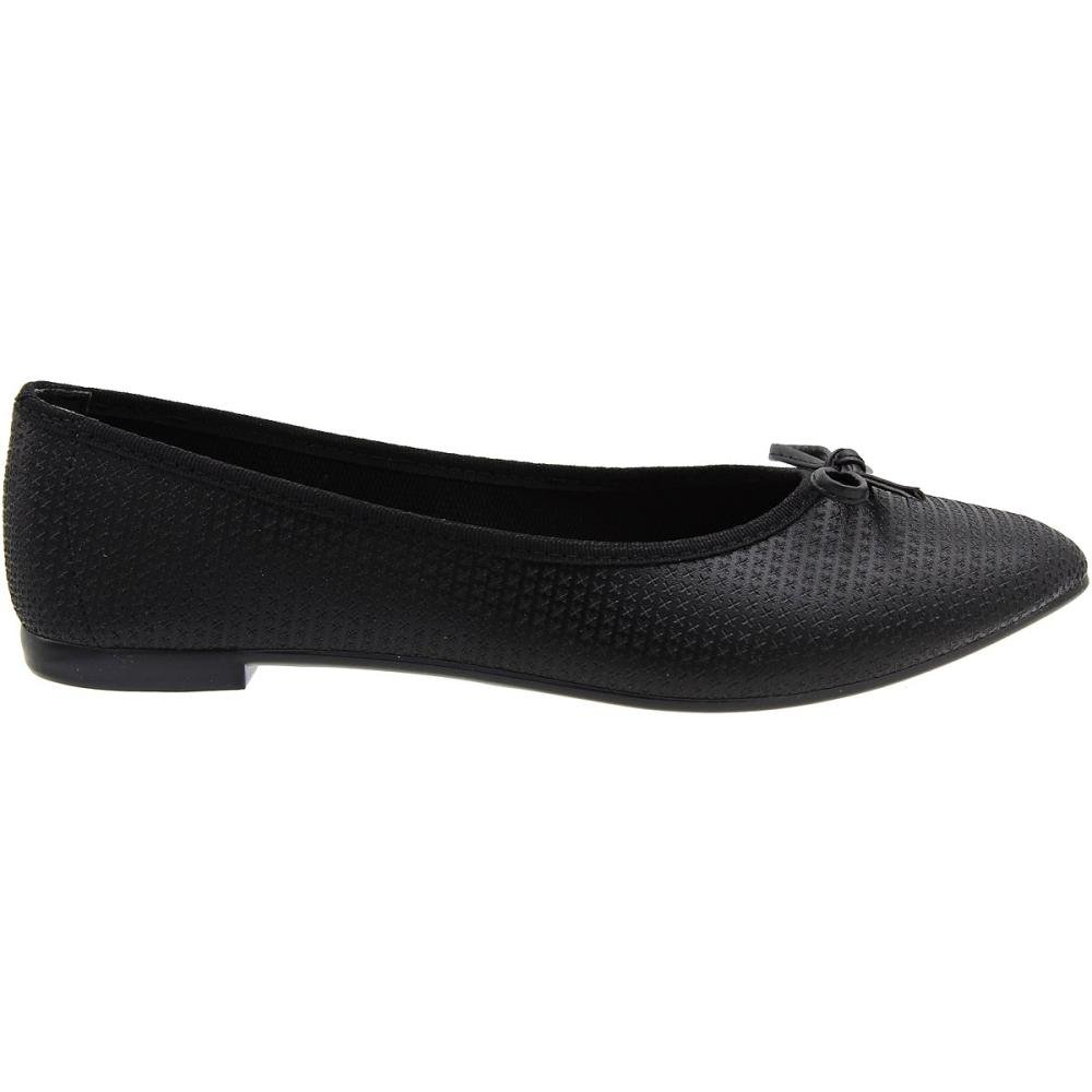 Sapatilha Moleca Firenze Texturizada Bico Fino Laço Feminina  Preto 2