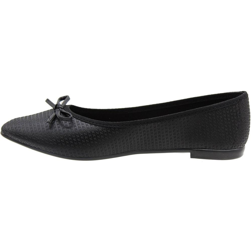 Sapatilha Moleca Firenze Texturizada Bico Fino Laço Feminina  Preto 3