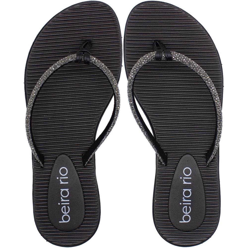 Tamanco Rasteiro Beira Rio Strass e Frisos Feminino 