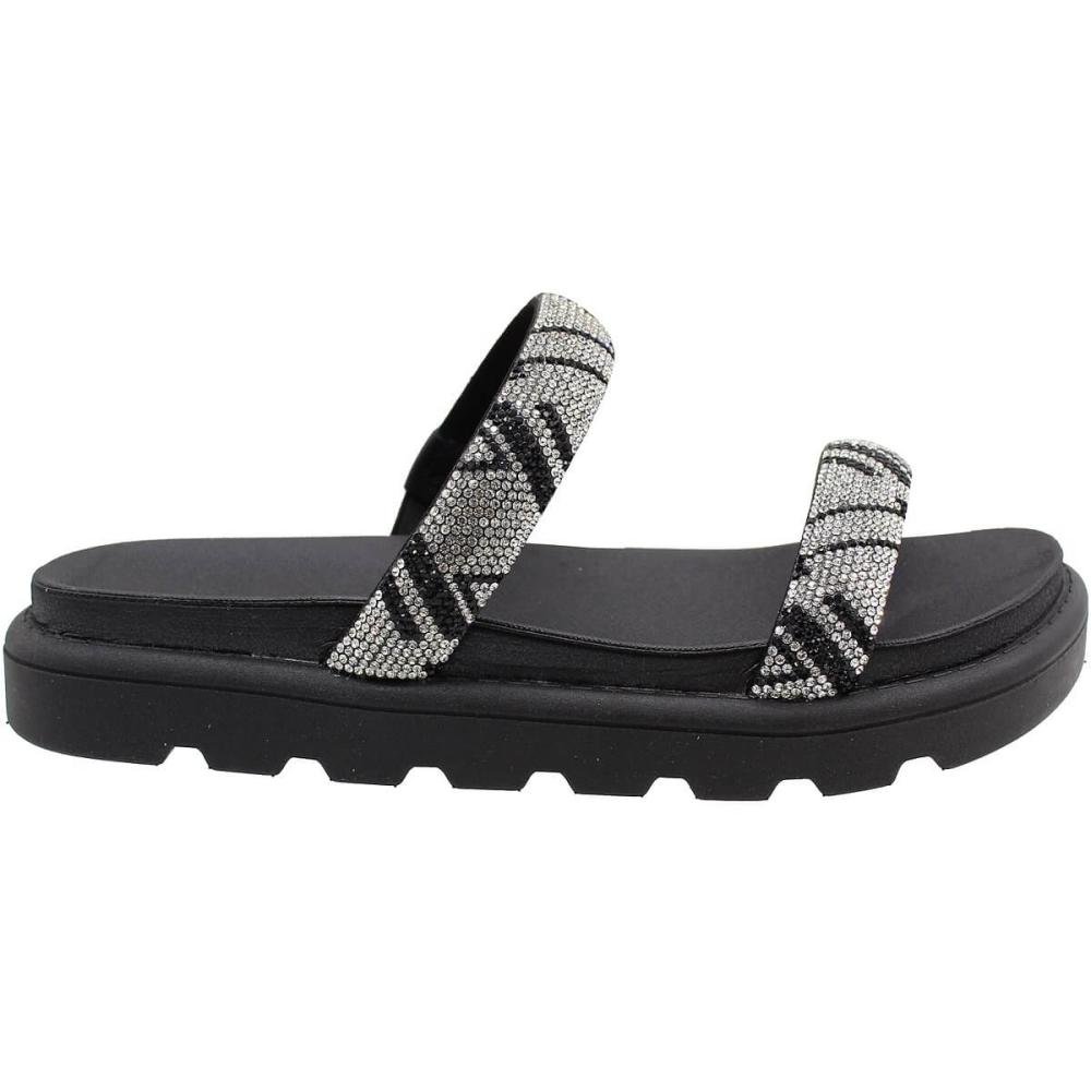 Tamanco Slide Vizzano Tiras Strass Plataforma Baixa Feminina Preto 2