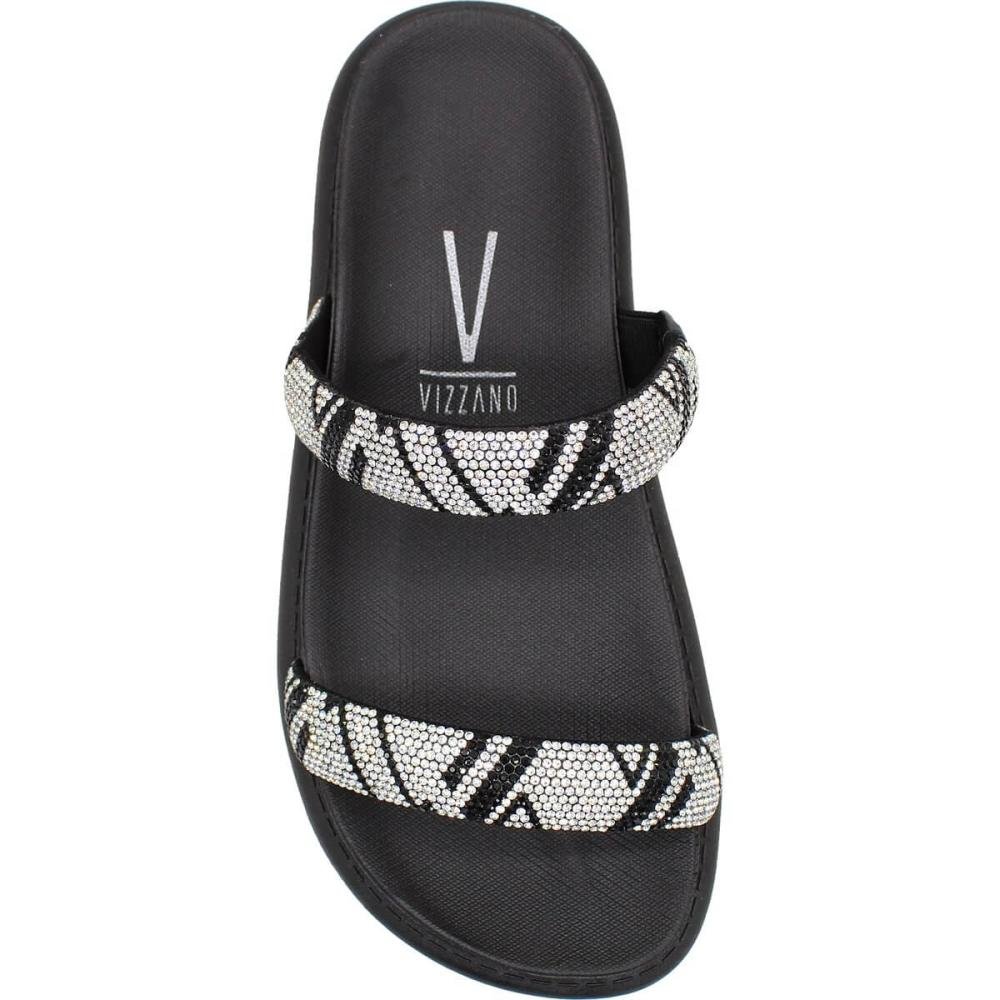 Tamanco Slide Vizzano Tiras Strass Plataforma Baixa Feminina Preto 4
