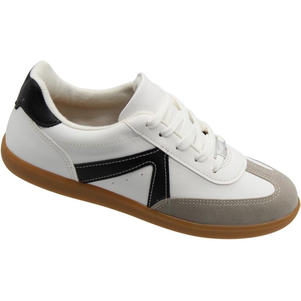 Tênis Casual Vizzano Victory Recorte Camurça Feminino Branco/Preto 2