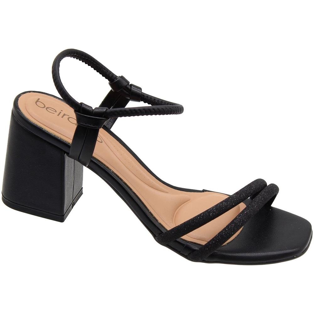 Sandália de Salto Alto Beira Rio Mini Shine Tiras Glitter Feminina