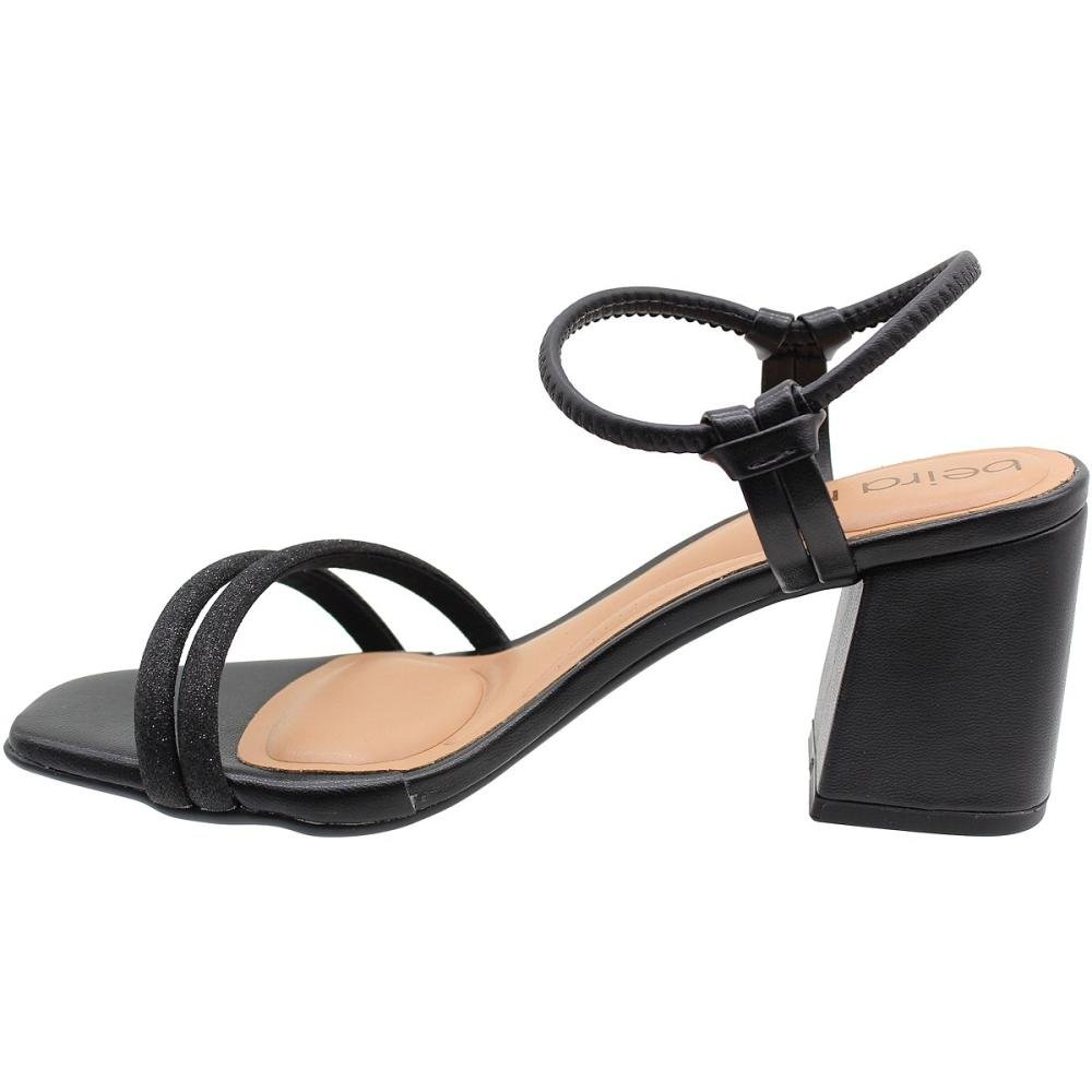 Sandália de Salto Alto Beira Rio Mini Shine Tiras Glitter Feminina Preto 3