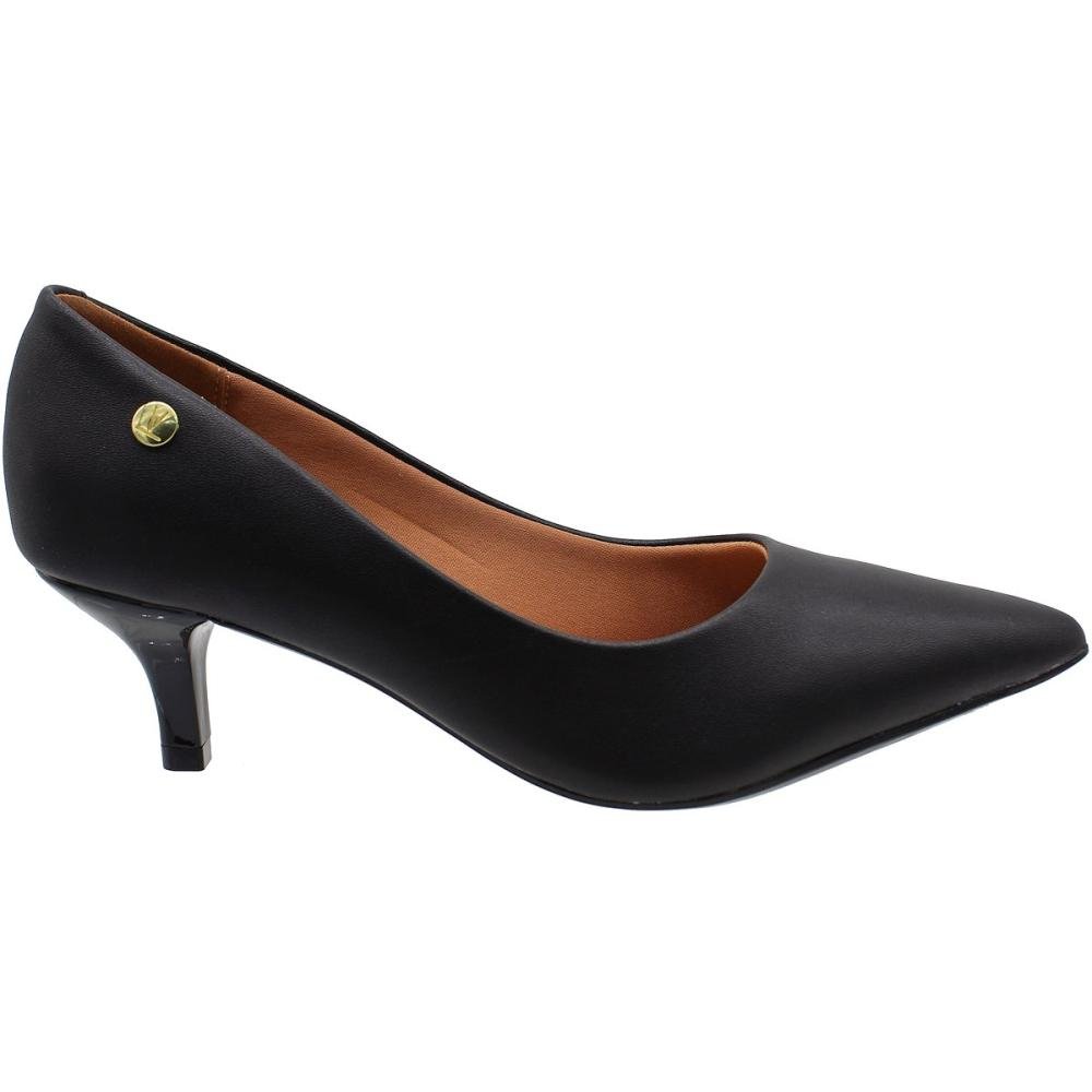 Sapato Scarpin Vizzano Work Bico Fino Salto Fino Baixo Confortável Feminino Preto 2