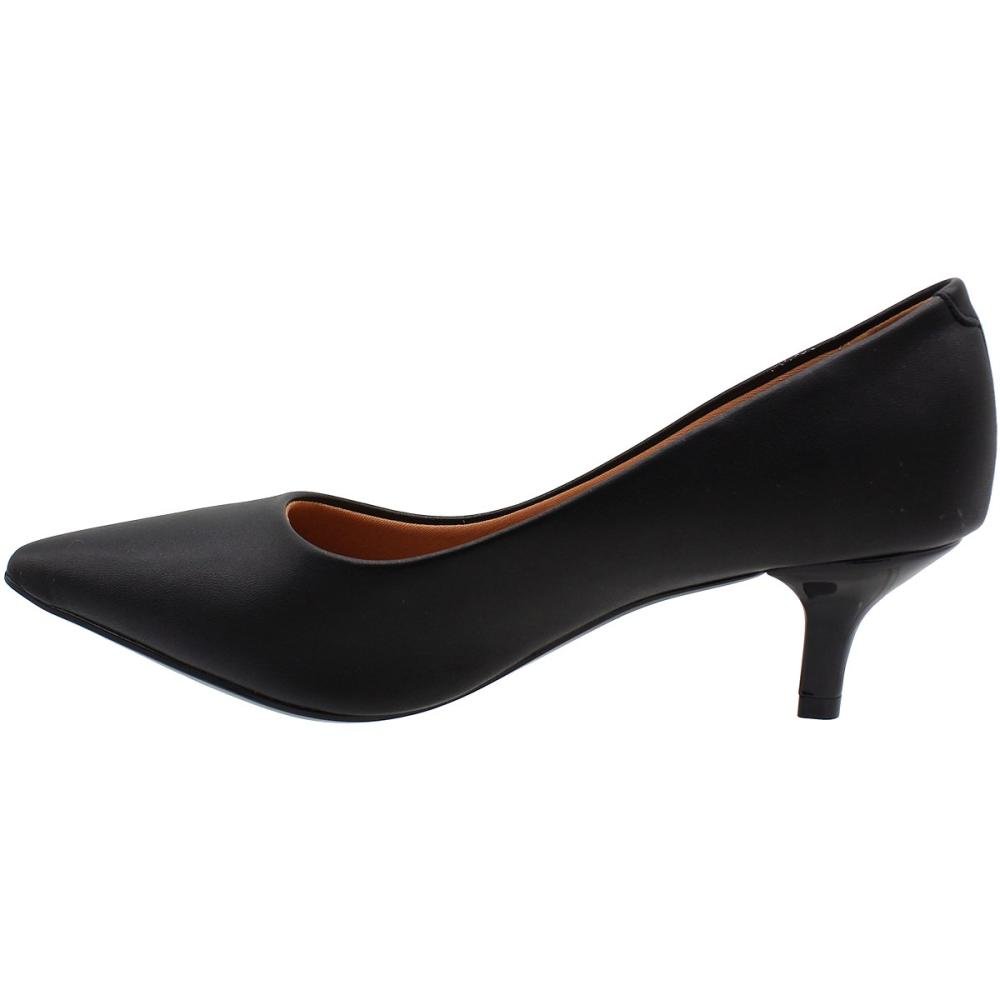 Sapato Scarpin Vizzano Work Bico Fino Salto Fino Baixo Confortável Feminino Preto 3