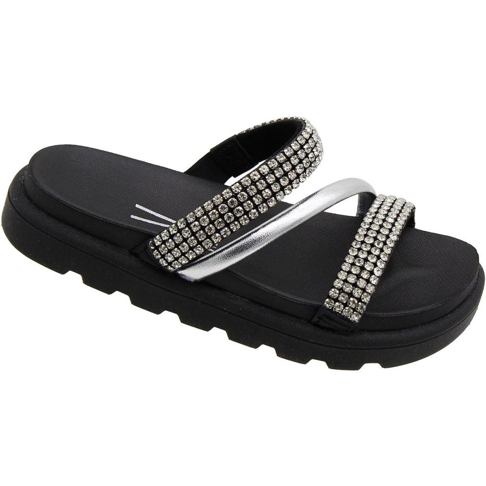 Tamanco Papete Vizzano Flatform Tira Grossa Strass Feminino