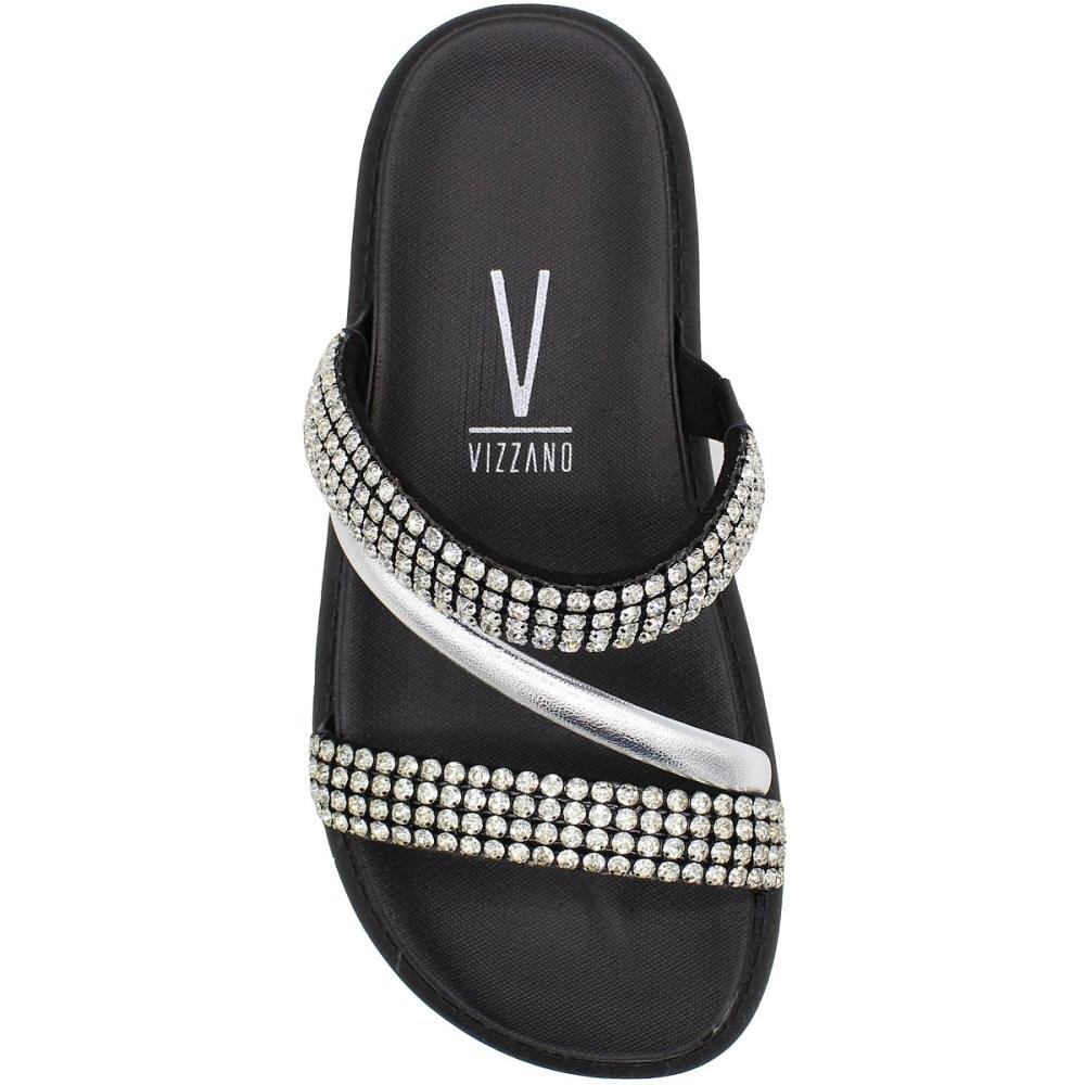 Tamanco Papete Vizzano Flatform Tira Grossa Strass Feminino Preto 4